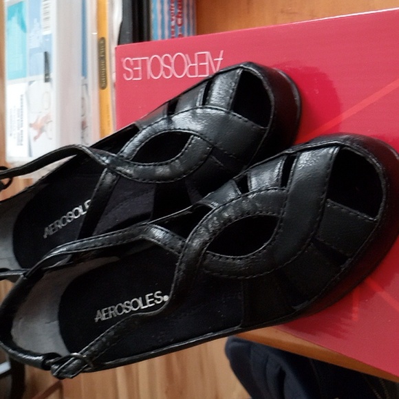 Aerosoles Open Toe 3" Heel Black Dress  Shoes Size 7.5 - Picture 2 of 5